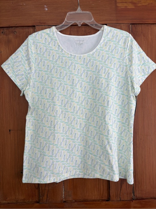 Kim Rogers Tops - NWT Kim Rogers White Blue Green Short Sleeve Tee XL